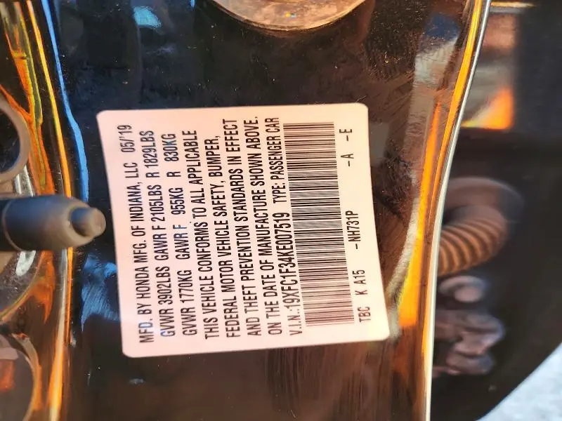 2019 HONDA CIVIC EX  