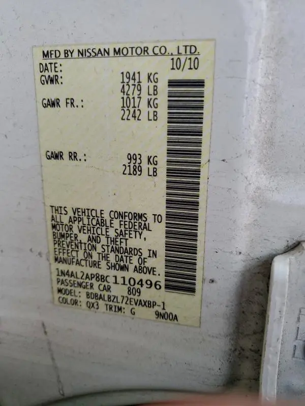 2011 NISSAN ALTIMA BASE  