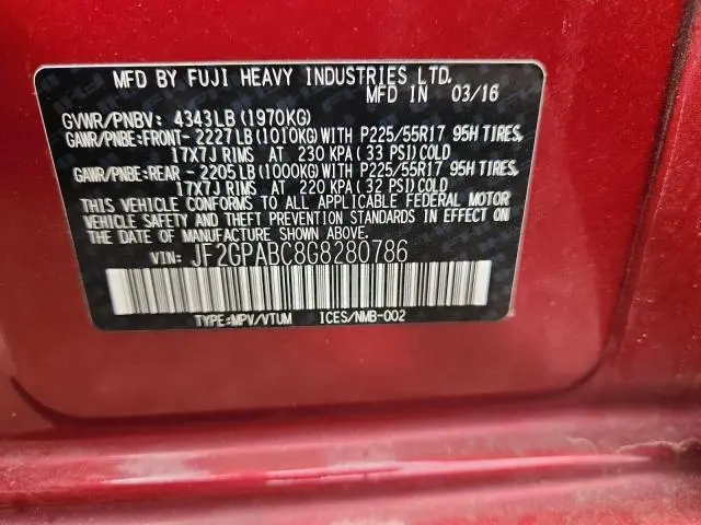 2016 SUBARU CROSSTREK PREMIUM  