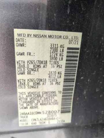 2021 NISSAN TITAN S  