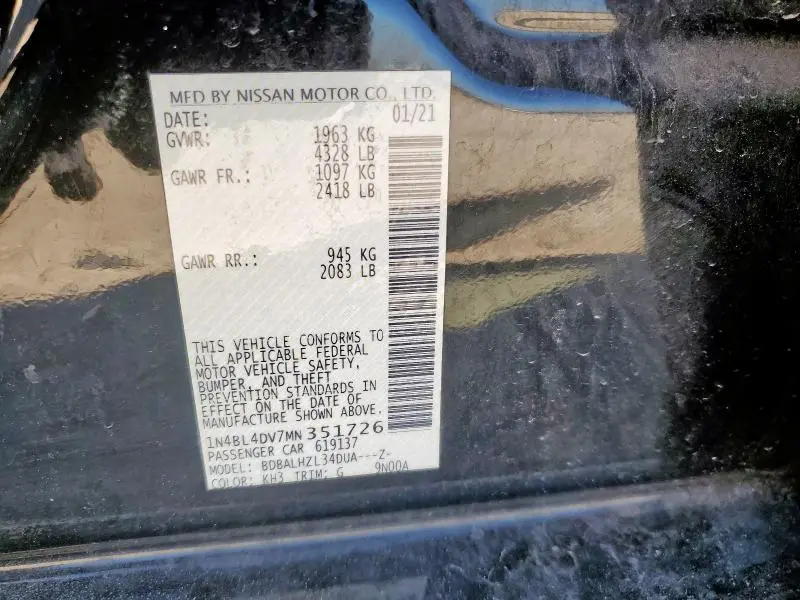 2021 NISSAN ALTIMA SV  