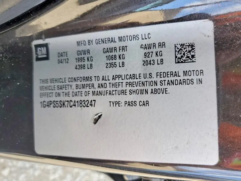 2012 BUICK VERANO   