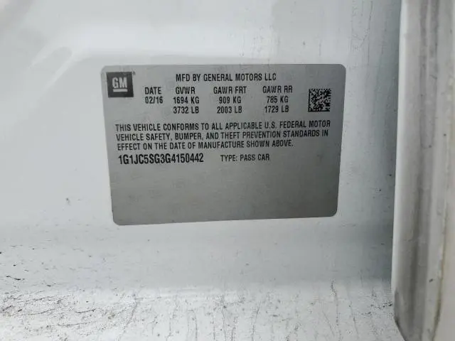 2016 CHEVROLET SONIC LT  