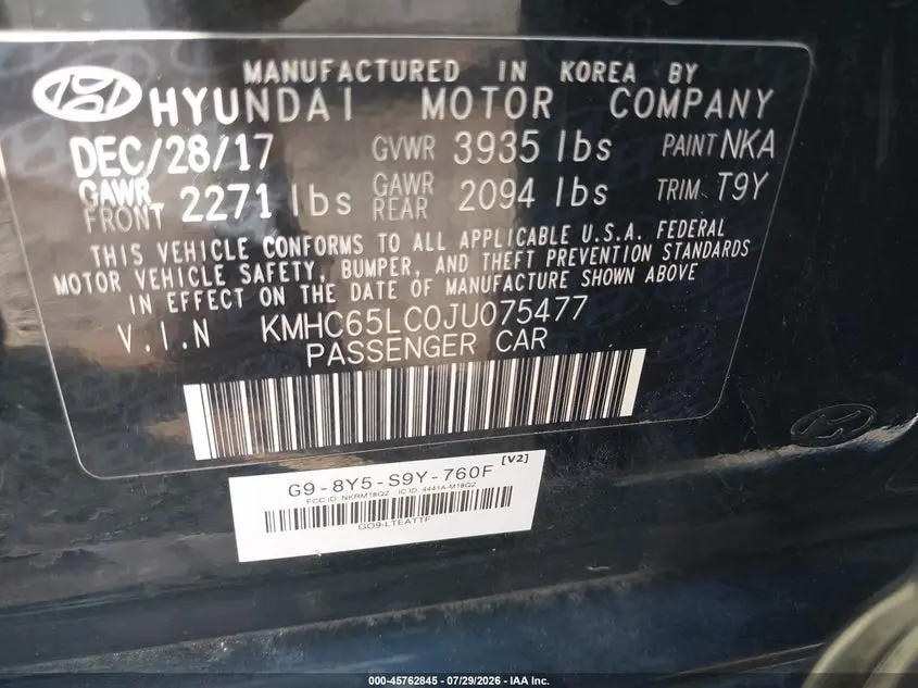 2018 HYUNDAI IONIQ HYBRID BLUE