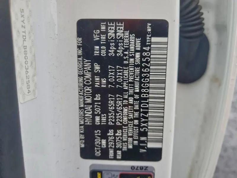 2016 HYUNDAI SANTA FE SPORT   