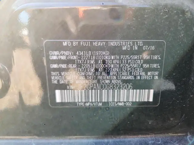 2016 SUBARU CROSSTREK LIMITED  