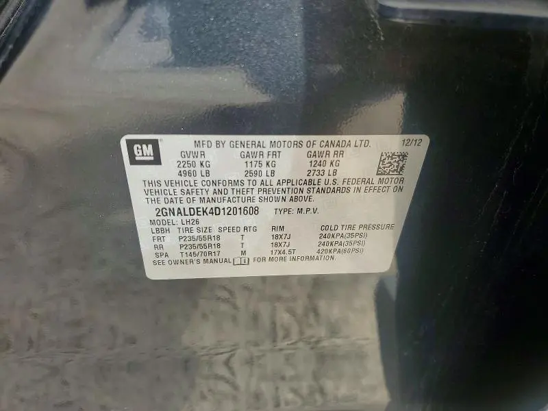 2013 CHEVROLET EQUINOX LT  