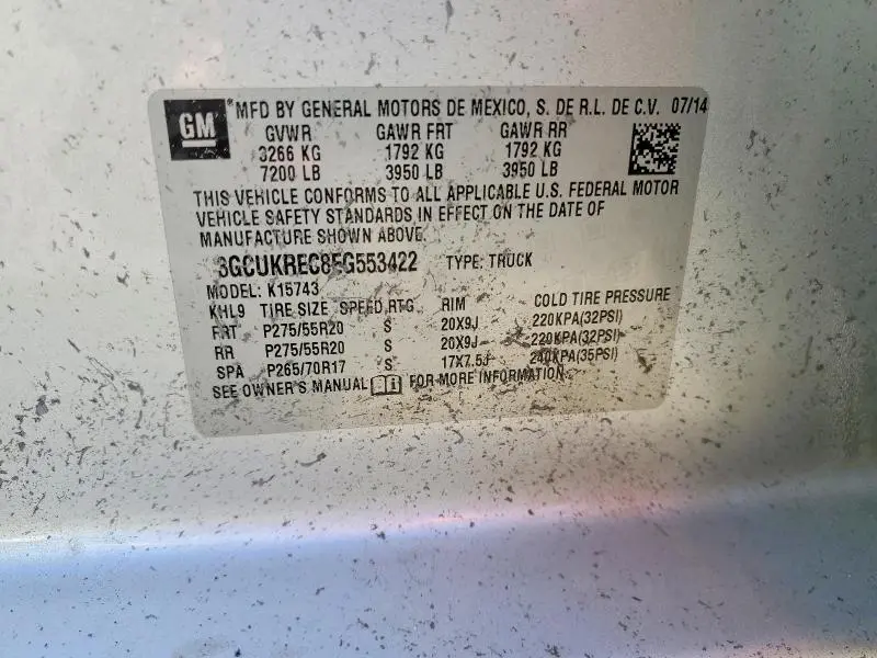 2014 CHEVROLET SILVERADO K1500 LT  