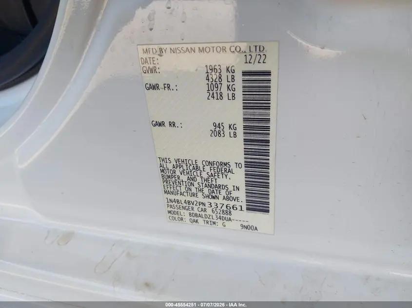 2023 NISSAN ALTIMA S FWD