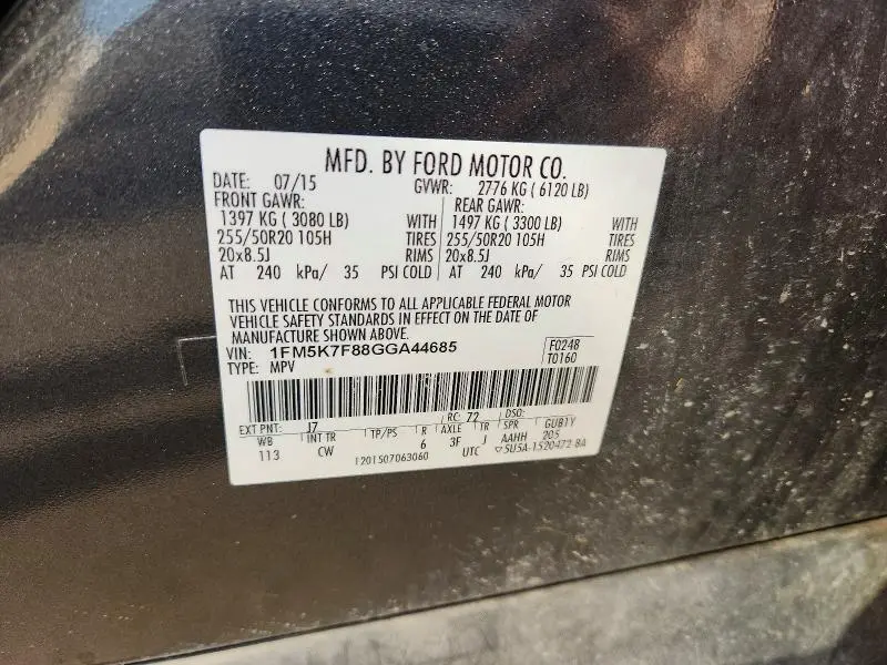 2016 FORD EXPLORER LIMITED  