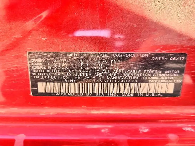 2017 SUBARU IMPREZA SPORT  