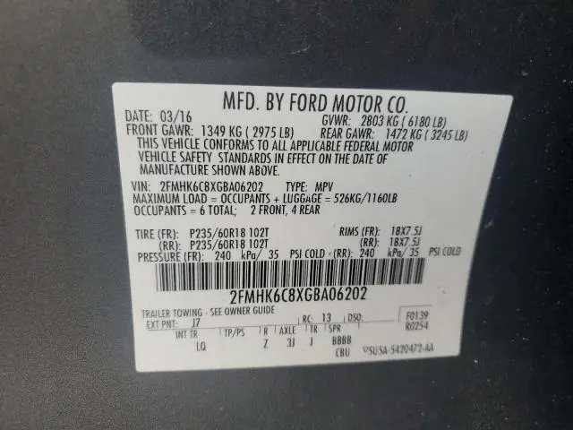 2016 FORD FLEX SEL  