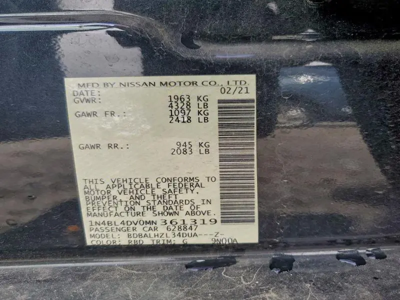 2021 NISSAN ALTIMA SV  