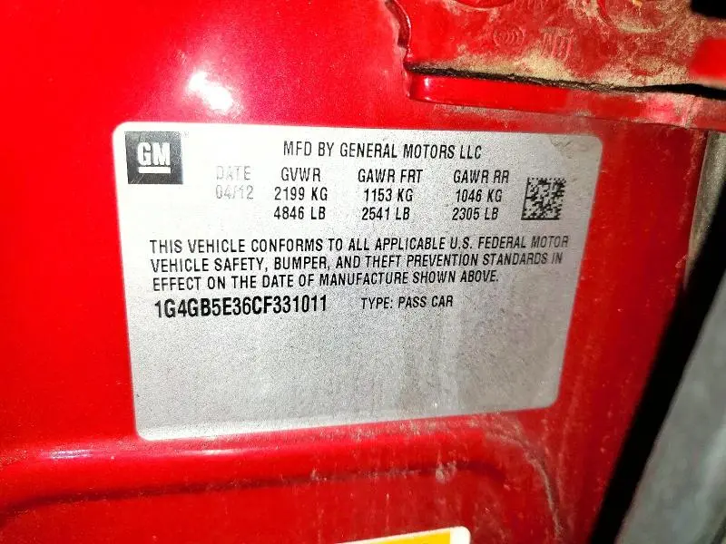 2012 BUICK LACROSSE CONVENIENCE  