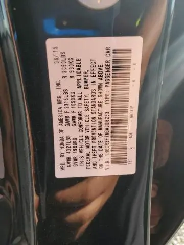 2016 HONDA ACCORD EX  