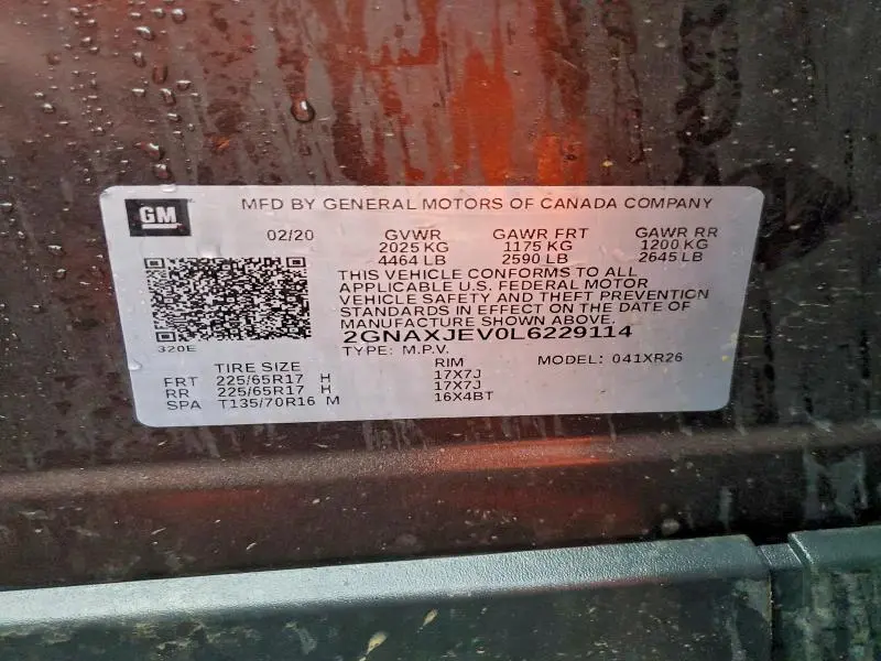 2020 CHEVROLET EQUINOX LT  