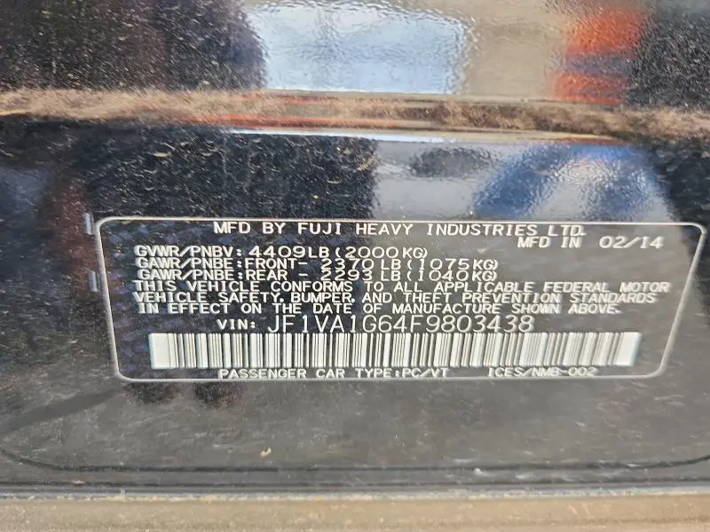 2015 SUBARU WRX LIMITED  