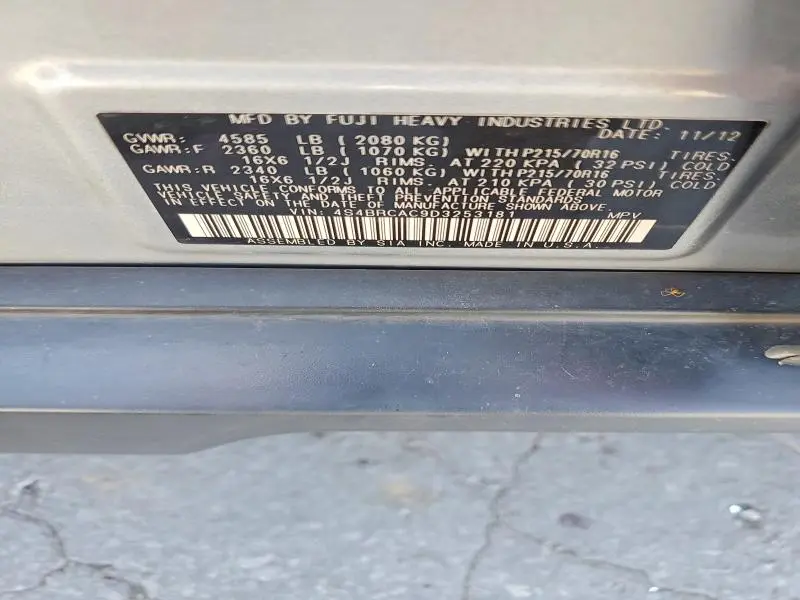 2013 SUBARU OUTBACK 2.5I  