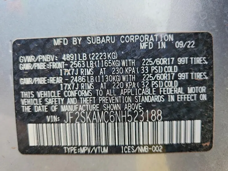 2022 SUBARU FORESTER WILDERNESS  