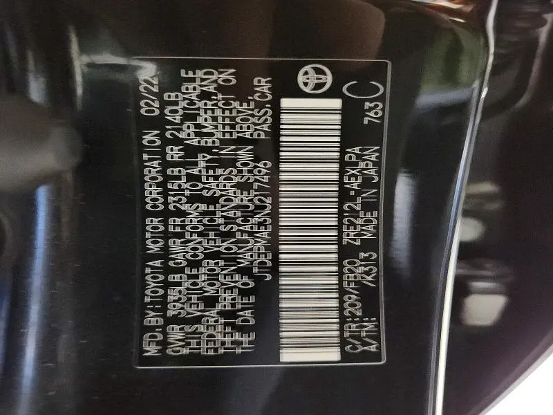 2022 TOYOTA COROLLA LE  