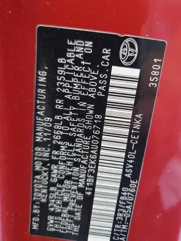 2010 TOYOTA CAMRY BASE  