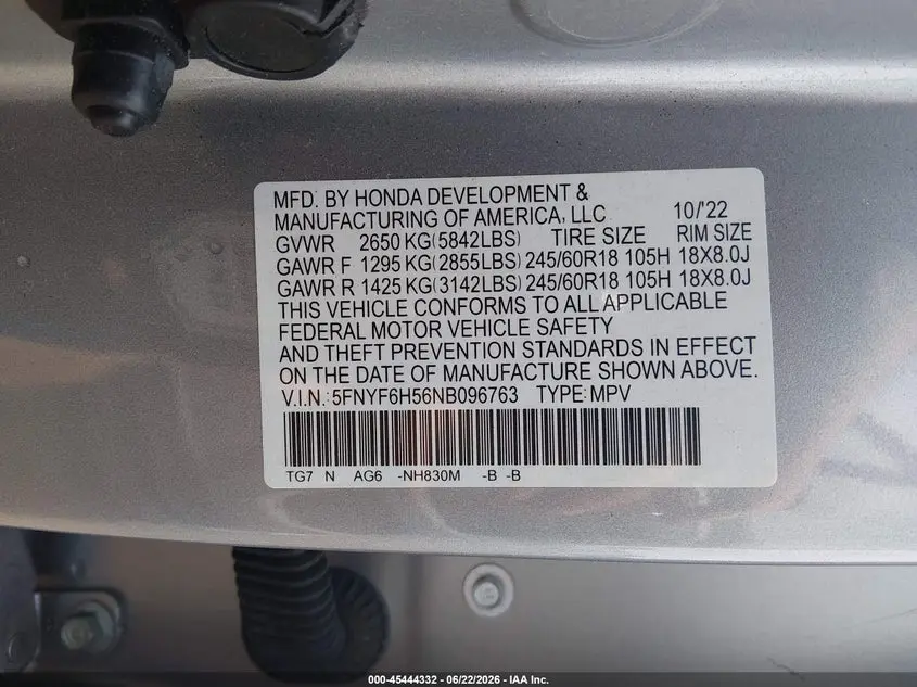 2022 HONDA PILOT AWD EX-L