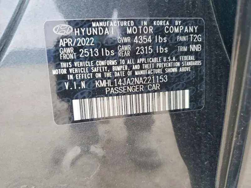 2022 HYUNDAI SONATA SEL  