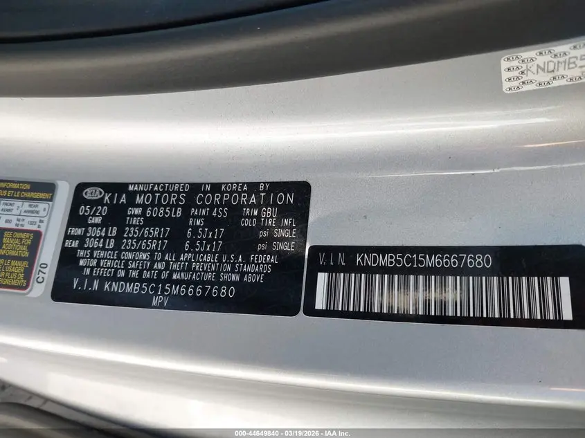 2021 KIA SEDONA LX