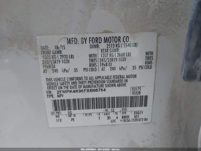 2015 FORD EDGE TITANIUM