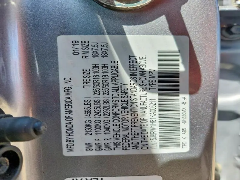 2019 HONDA CR-V EXL  
