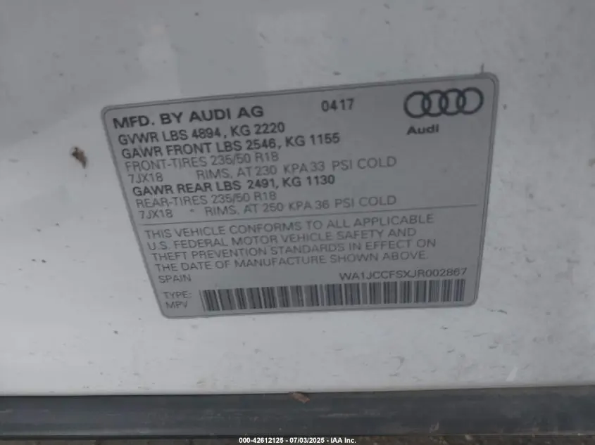 2018 AUDI Q3 2.0T PREMIUM/2.0T SPORT PREMIUM