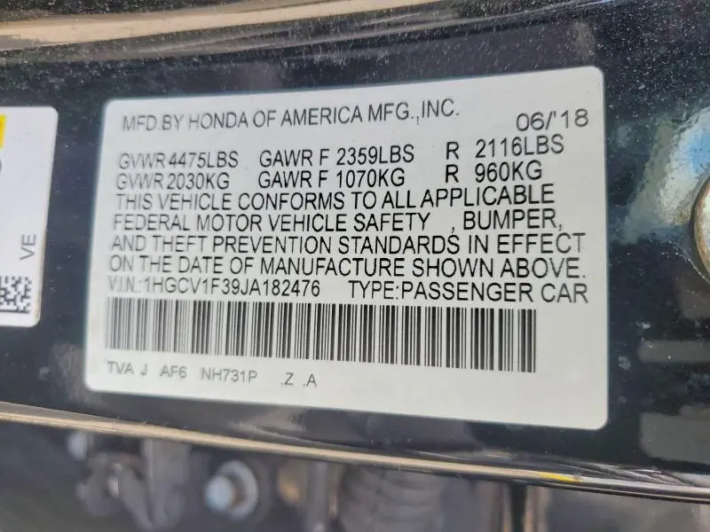 2018 HONDA ACCORD SPORT  