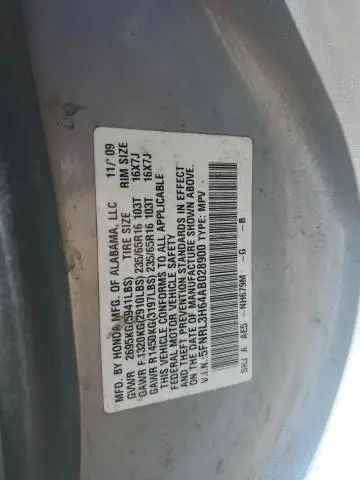 2010 HONDA ODYSSEY EXL  