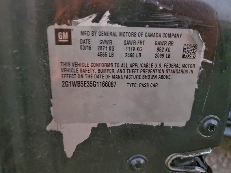 2016 CHEVROLET IMPALA LIMITED LT  