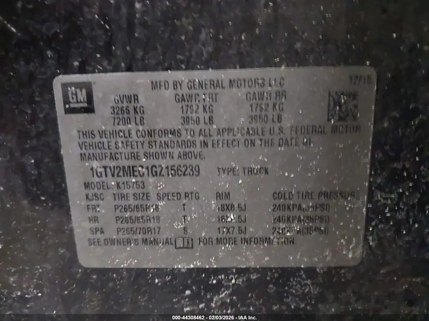 2016 GMC SIERRA 1500 SLE