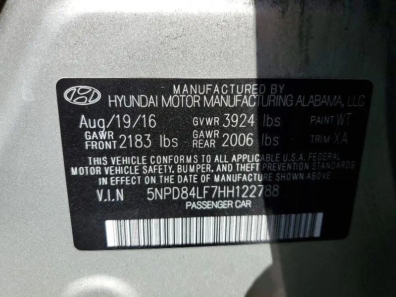 2017 HYUNDAI ELANTRA SE  