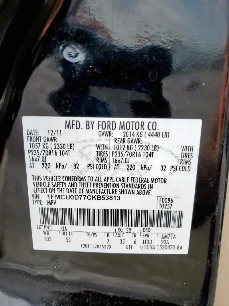 2012 FORD ESCAPE XLT  