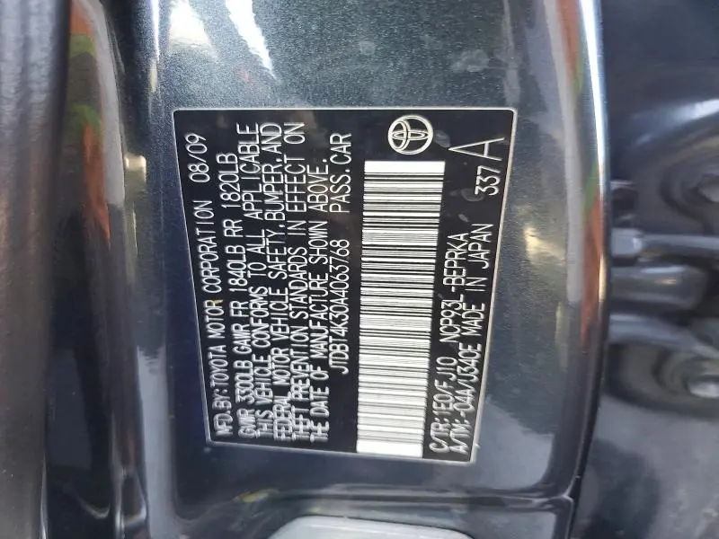 2010 TOYOTA YARIS BASE  