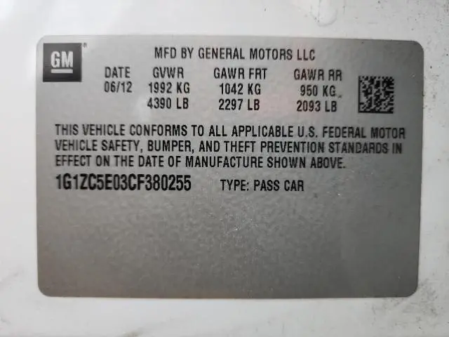 2012 CHEVROLET MALIBU 1LT  