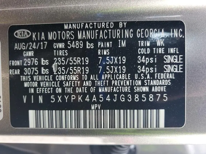2018 KIA SORENTO SX LIMITED V6  