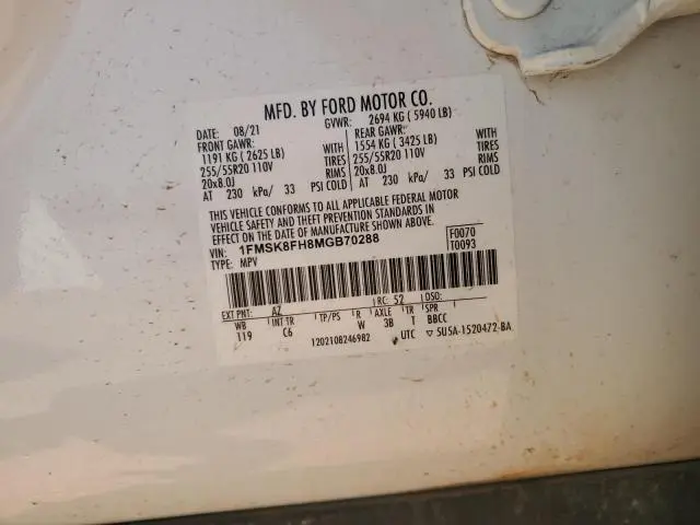 2021 FORD EXPLORER LIMITED  