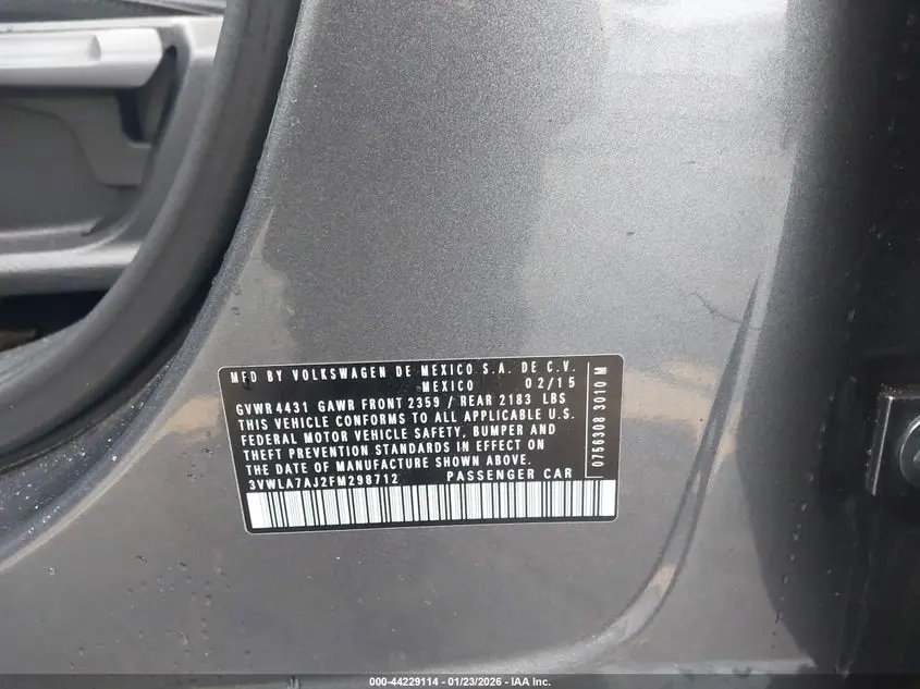 2015 VOLKSWAGEN JETTA 2.0L TDI SE