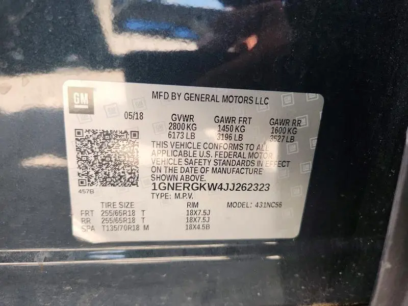 2018 CHEVROLET TRAVERSE LT  