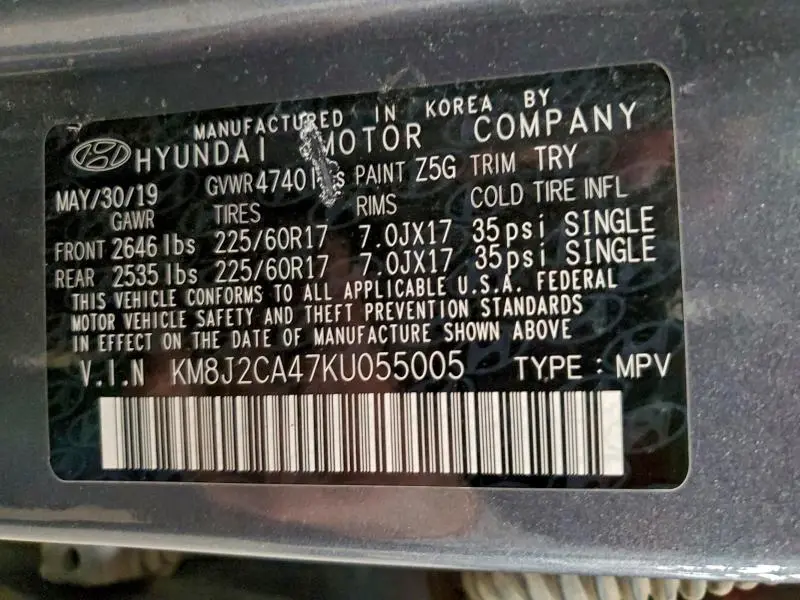 2019 HYUNDAI TUCSON SE  