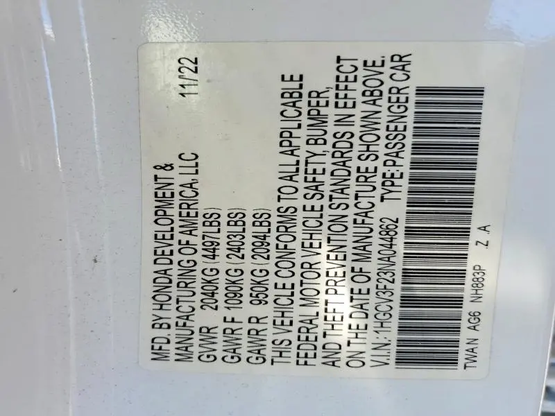 2022 HONDA ACCORD HYBRID SPORT  