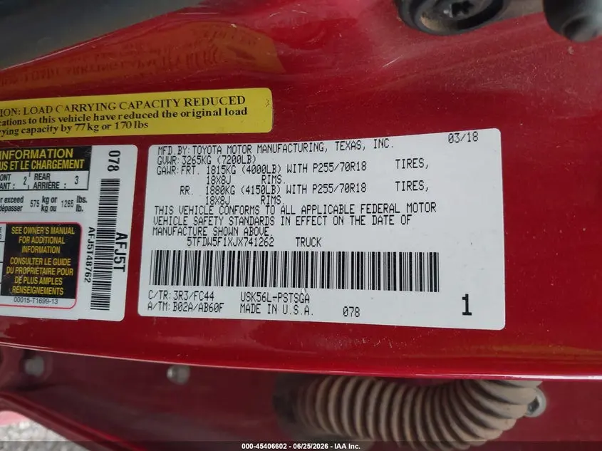 2018 TOYOTA TUNDRA SR5 5.7L V8