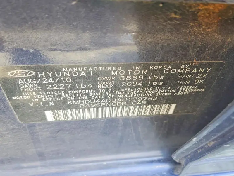 2010 HYUNDAI ELANTRA GLS  