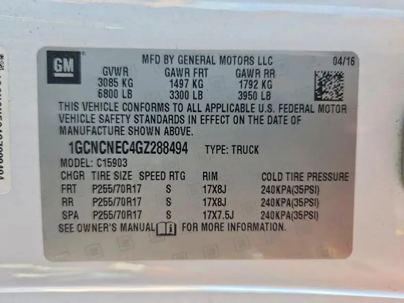 2016 CHEVROLET SILVERADO C1500  