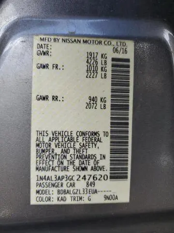 2016 NISSAN ALTIMA 2.5