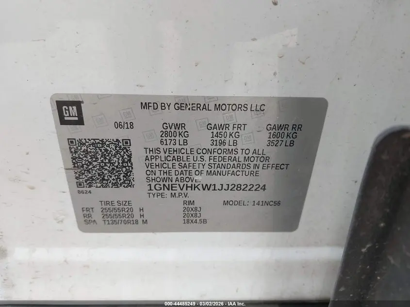 2018 CHEVROLET TRAVERSE 3LT